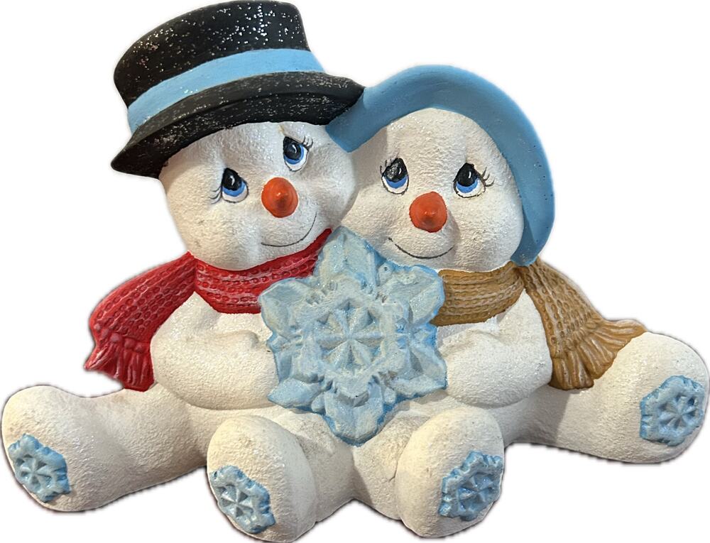 Vintage Mold Snowmen Cuddling Snowflake